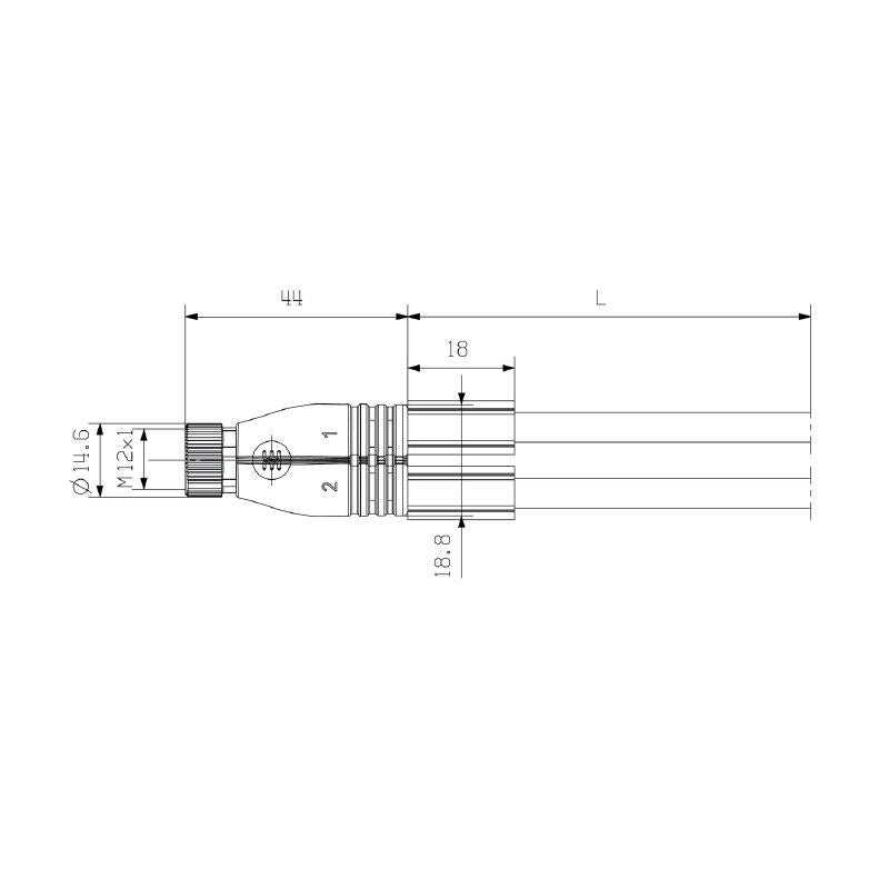 1106800500 - 5m Unshielded Sensor/Actuator Line with M12 Socket