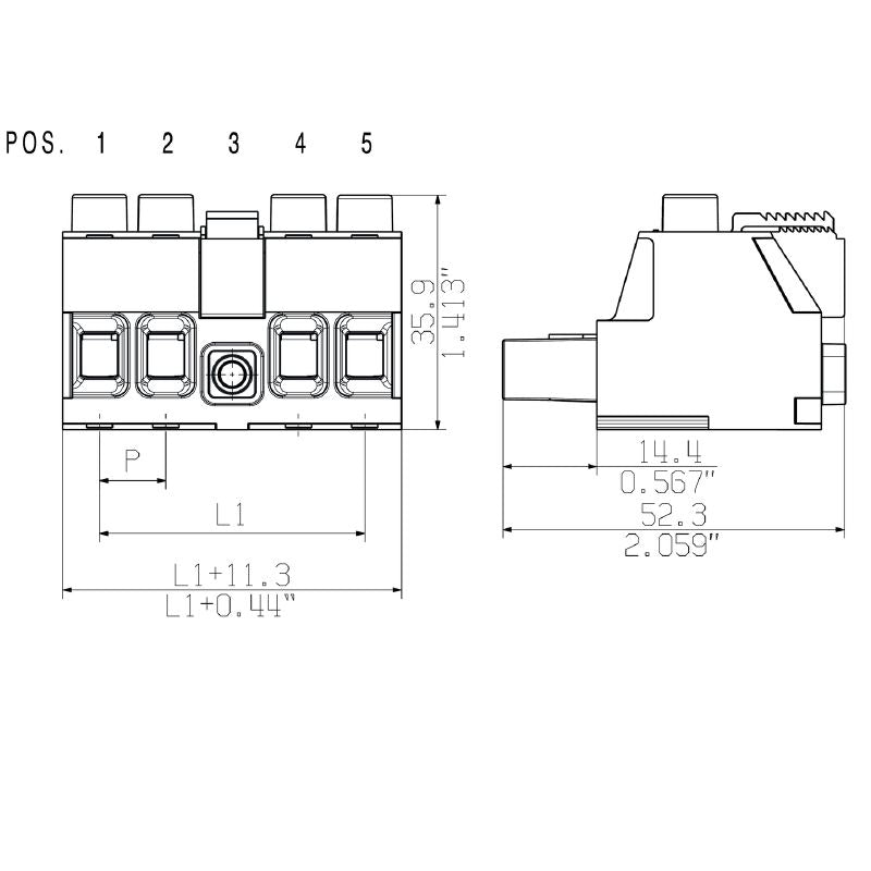 2474010000 - 10.16mm 4-Pole PCB Connector with Clamping Yoke, 180° Angle  (Pack of 18)