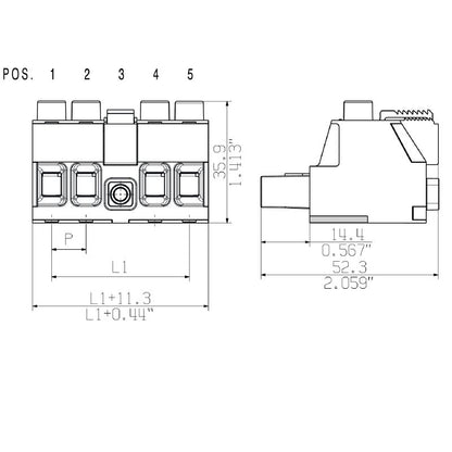 2474010000 - 10.16mm 4-Pole PCB Connector with Clamping Yoke, 180° Angle  (Pack of 18)