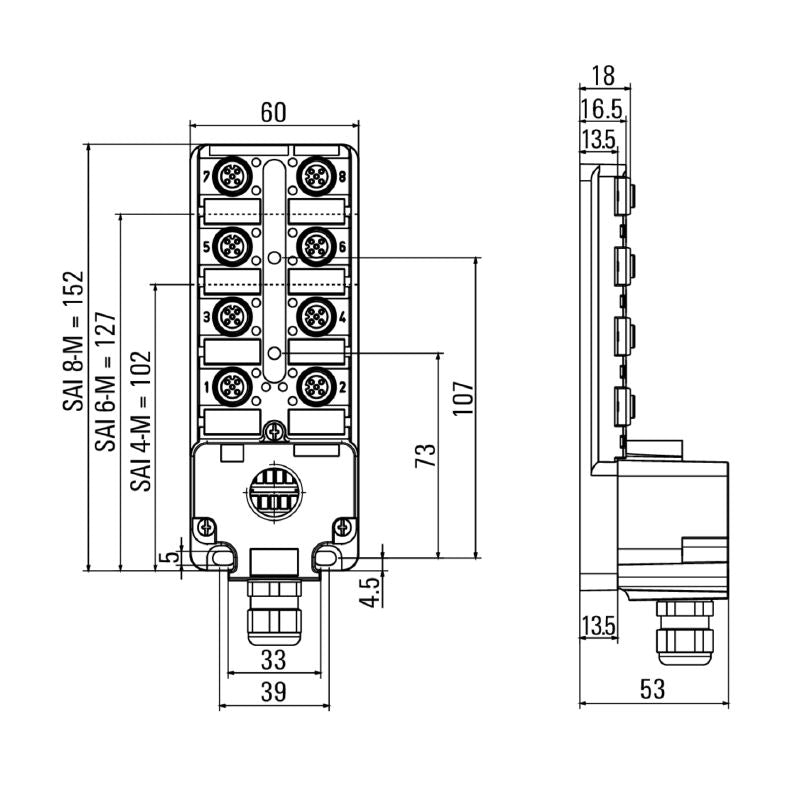 1740193000 - IP68 M12 Connector with LED, 14-18mm, 30V, RoHS Compliant