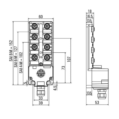 1740193000 - IP68 M12 Connector with LED, 14-18mm, 30V, RoHS Compliant