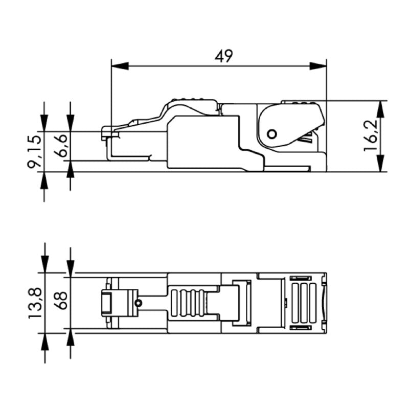 1992860000 - Cat.6A RJ45 Plug with Piercing Contacts, Straight Connection