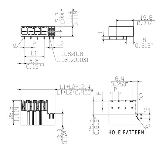 1157380000 - 7.62mm Male PCB Connector Header, 4 Poles, 90° Angle  (Pack of 36)