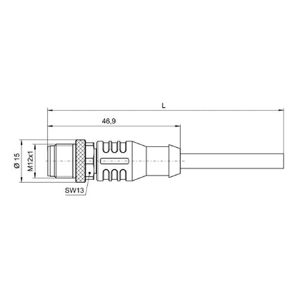 1279440020 - 0.2m M12 8-Pole Sensor/Actuator Connecting Cable