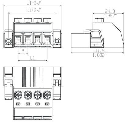 1931760000 - 7.62mm Male PCB Plug Connector with 180° Angle  (Pack of 100)