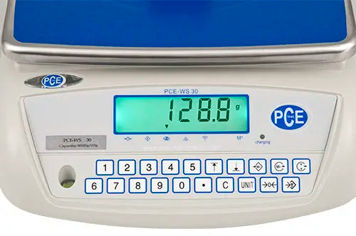 PCE-WS 30 - Compact 30kg Lab Scale with Leveling Feet and Tare Function