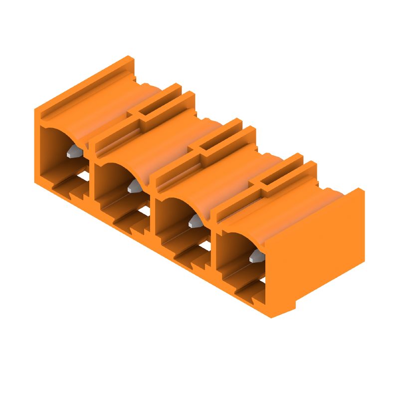 1472510000 - 7.62mm 4-Pole Orange PCB Connector with THT Solder 270° Angle  (Pack of 100)