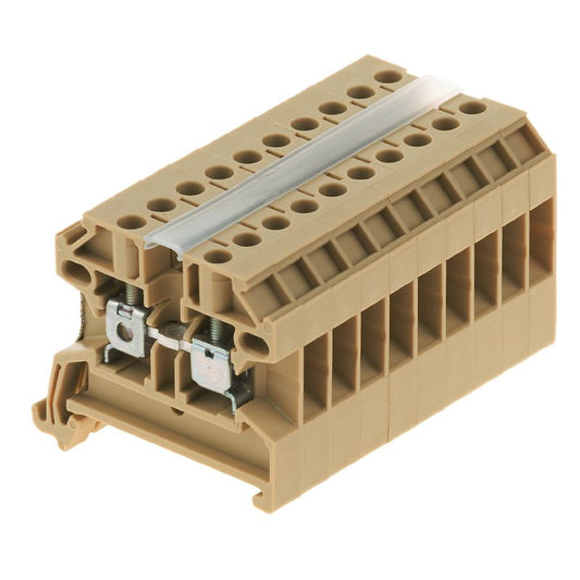 0499560000 - Beige & Yellow 2-Connection Terminal Strip, 24A, 800V  (Pack of 10)