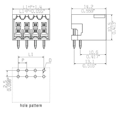 1728110000 - RoHS-Compliant 30-Pole Male Header Connector for PCB  (Pack of 30)