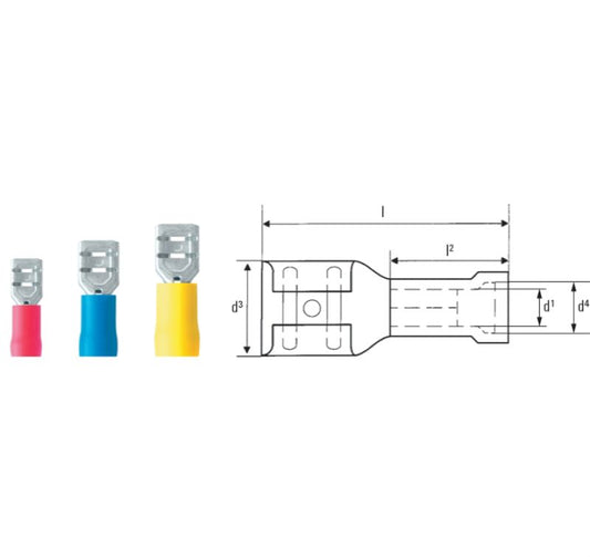 9200560000 - Blue Insulated Terminal Connector for 2.5 mm² Conductors  (Pack of 100)