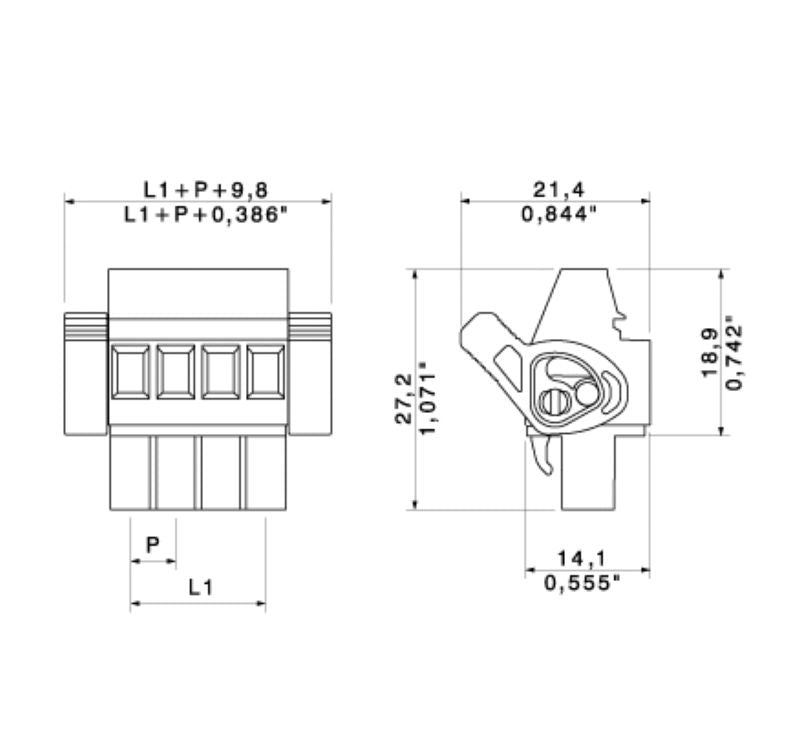 1961300000 - 5mm Pitch Female PCB Connector, 16 Poles at 90° Angle  (Pack of 18)