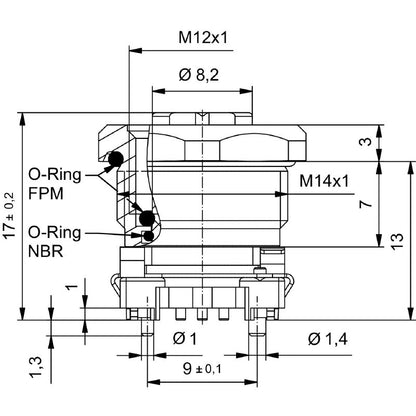 2423770000 - M12 Plug Connector with M14 Thread and IP67 Protection  (Pack of 25)