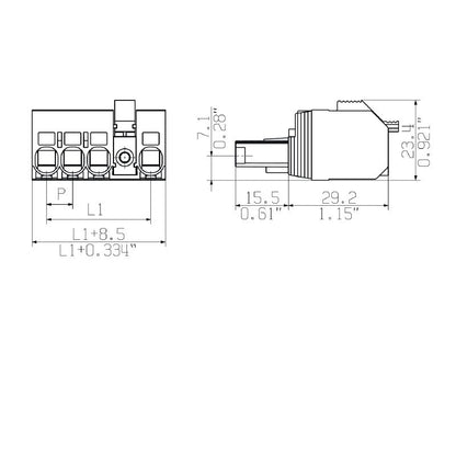1060590000 - 7.62mm 4-Pole Female Connector for PCB with Tension-Clamp  (Pack of 40)