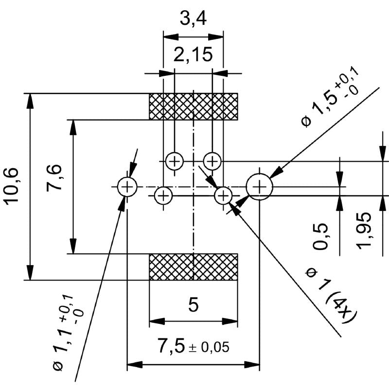 2423070000 - M8 PCB Connector with 4 Poles, IP67 Rating, 9mm Height  (Pack of 25)