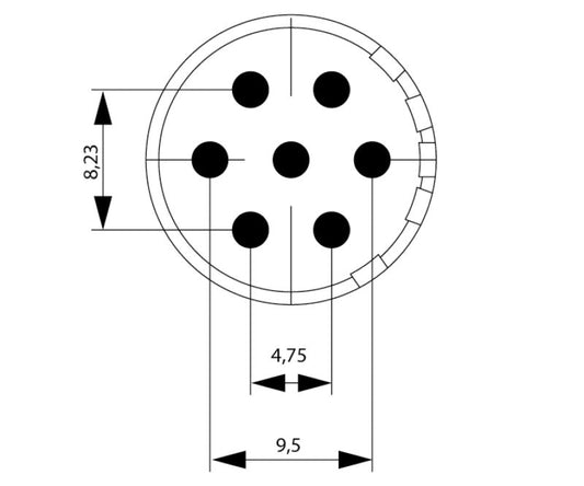 1224080000 - 7-Pole Female Connector for Sensors and Actuators