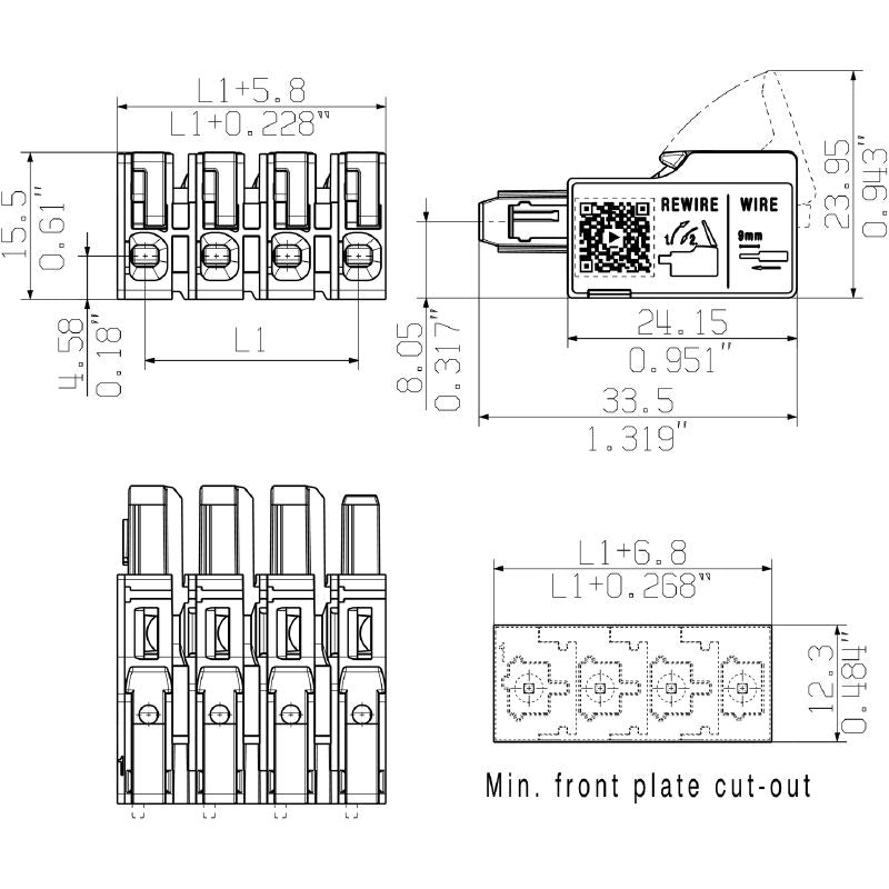 8000078332 - 6-Pole PCB Connector, 7.5mm Pitch, Rated 34.6A at 1000V  (Pack of 42)