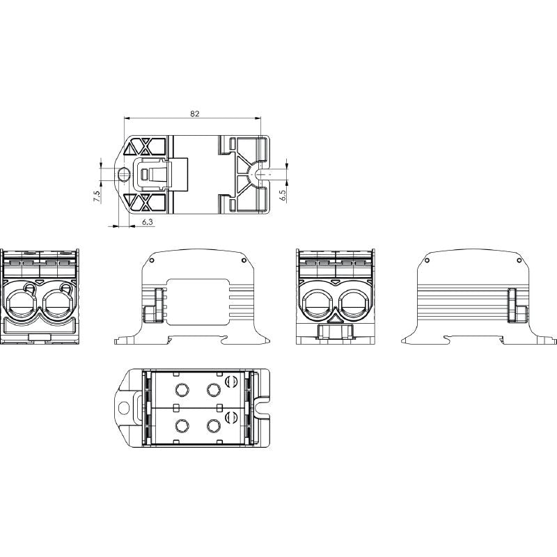 2502710000 - 4-Point Blue Terminal for 95 mm² Wire, 232 A, -50°C to 120°C