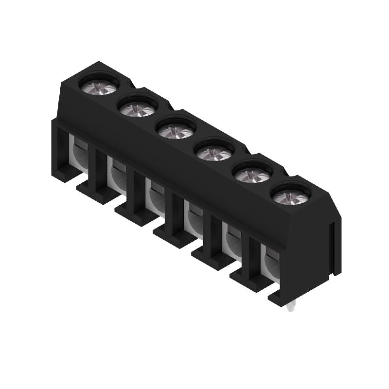 1525280000 - 5.08mm 6-Pole Black PCB Terminal with 3.5mm Solder Pins  (Pack of 100)