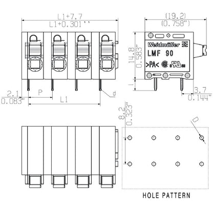 2667830000 - 7.50mm Pitch PCB Terminal, 4 Poles, 3.5mm Solder Pin  (Pack of 50)