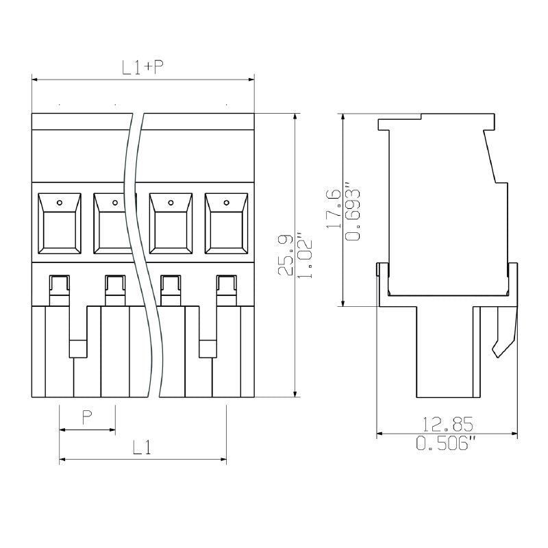 2647190000 - 5.08mm 19-Pole Yoke Connector with 90° Angle Design  (Pack of 21)