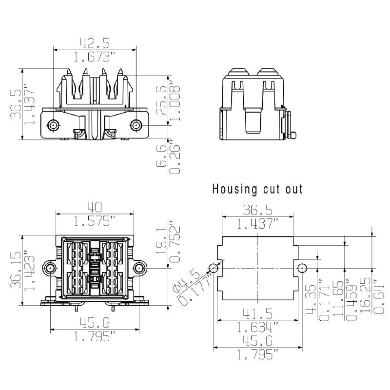 2662670000 - Female PCB Connector 42.5mm Pitch, 90° Angle, 160A  (Pack of 20)