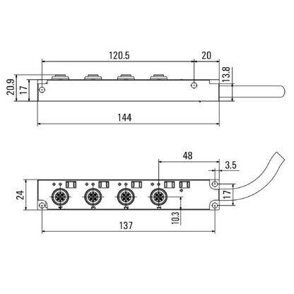 1070650000 - 5m PNP Cable with LED Indicator, 30V Rated