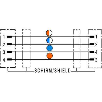 1296792500 - 25m PUR Shielded 4-Pole Male-to-Male Connecting Line