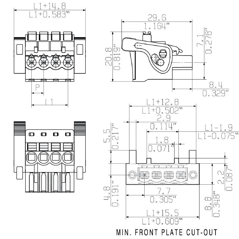 1980870000 - 5mm Female Plug Connector, 90° Angle, 2 Poles  (Pack of 90)