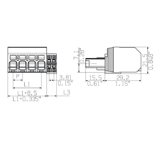 1080530000 - 7.62mm PCB Connector with 180° Design, Push-In Actuator  (Pack of 30)