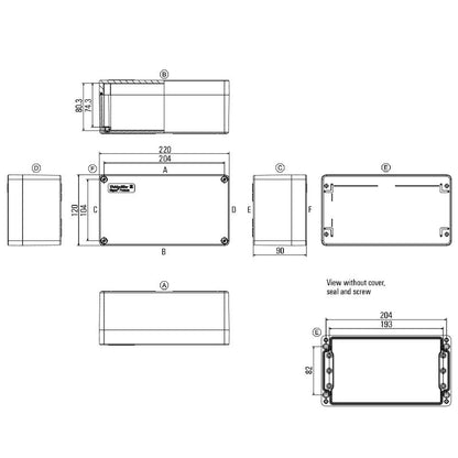 1305880000 - Glass Fibre Reinforced Enclosure, 120mm x 220mm x 90mm