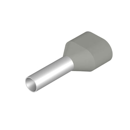 9037530000 - Grey Twin Wire Ferrule with 9mm Collar and 22mm Length  (Pack of 100)