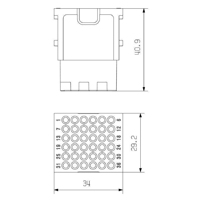 1428870000 - 36-Pole Signal Module, 250V & 10A, Crimp Connection