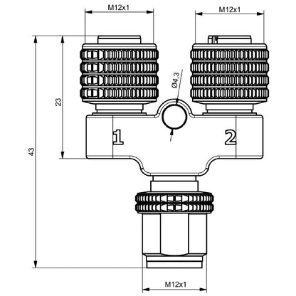 1515140000 - Durable M12 Y Connector, IP67, 4A, RoHS Compliant