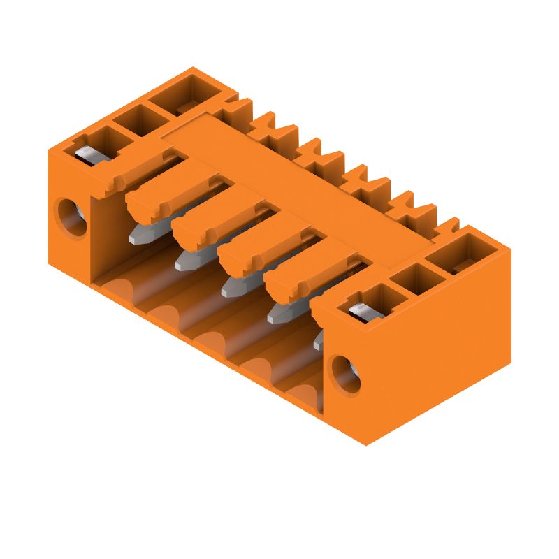 1607070000 - 5-Pole 3.50mm Male PCB Connector with Flange, 90° Angle  (Pack of 50)