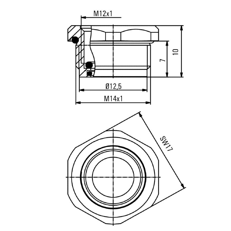 2423950000 - M12 Socket Plug Housing, Nickel-Plated, 13mm Height  (Pack of 25)