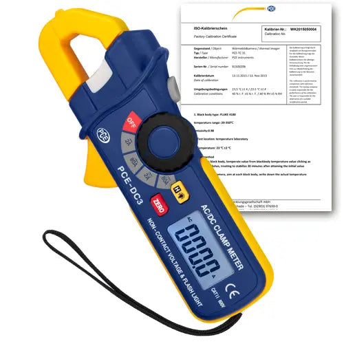 PCE-DC3 - Compact Clamp Meter with Non-Contact Voltage Tester and Illumination