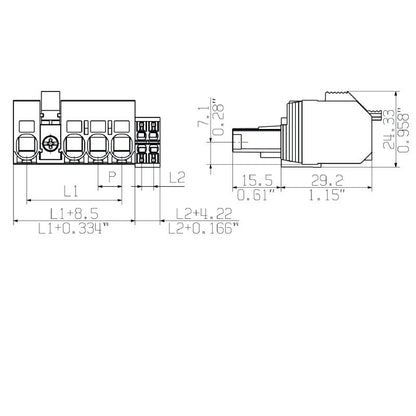 1157450000 - 7.62mm Female Plug Connector with PUSH IN Mechanism  (Pack of 35)