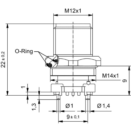 2423230000 - M12 Connector 5-Pole, M14 Mount, RoHS Compliant  (Pack of 25)