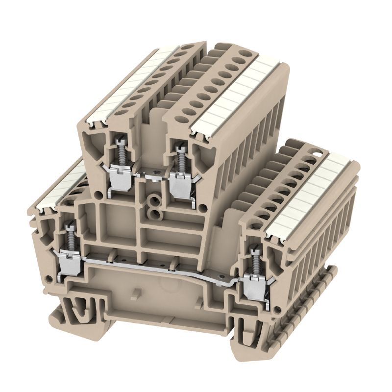 1025700000 - 2.5mm² Multi-Tier Dark Beige Terminal, 4 Connections  (Pack of 10)