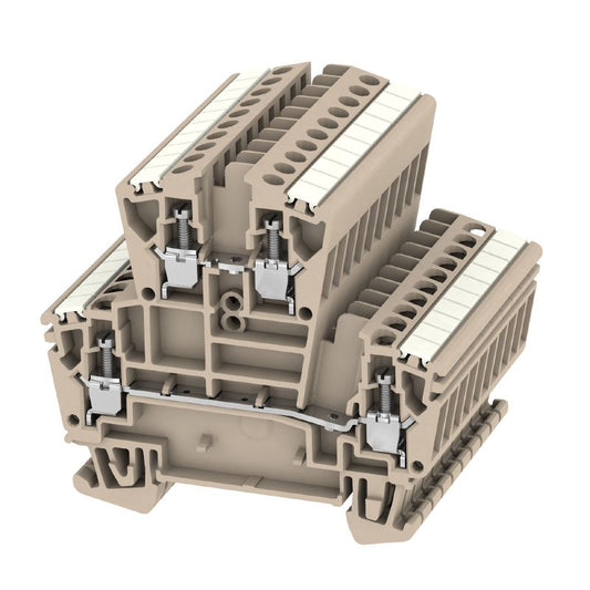 1025700000 - 2.5mm² Multi-Tier Dark Beige Terminal, 4 Connections  (Pack of 10)