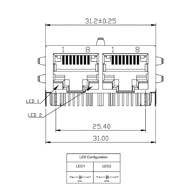 2036460000 - 90° RJ45 Connector for PCB, 8-pole, 750 Cycles  (Pack of 180)