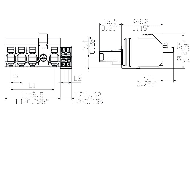 2549570000 - 7.62mm 4-Pole PCB Connector for 180° Push-In Field Connections  (Pack of 36)