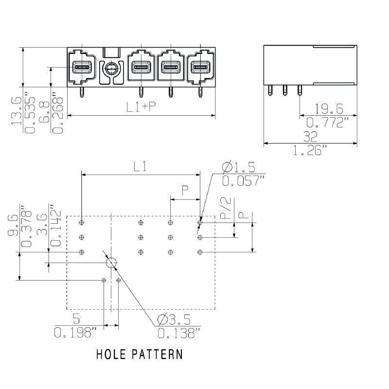 1156650000 - 10.16mm Male Header Connector with 90° Angle and 3.5mm Pins  (Pack of 60)
