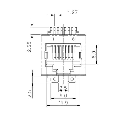 2514600000 - 180° RJ45 Modular Jack, 8 Pole Connector for Cat. 5  (Pack of 300)