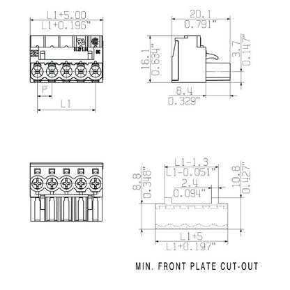 1091060000 - 5.00mm Female PCB Connector with 2 Poles and Clamping Yoke  (Pack of 180)