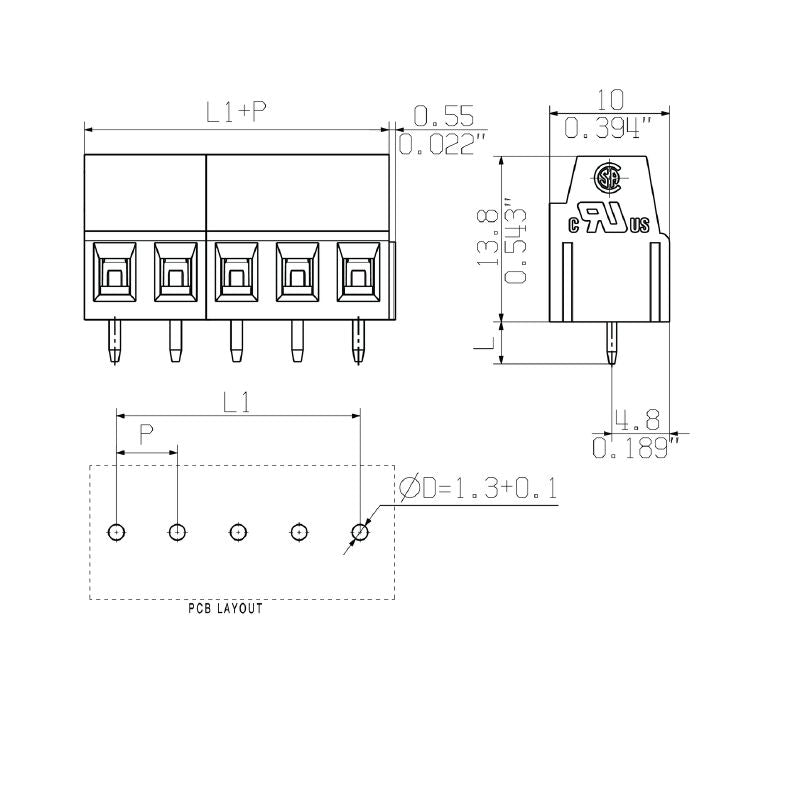 1845340000 - 5.00mm 8-Pole PCB Terminal with 3.5mm Solder Pin  (Pack of 50)