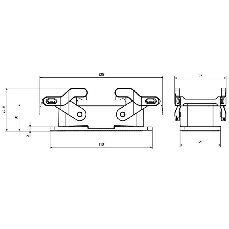 2542320000 - IP65 HDC Enclosure with Replaceable Side-Locking Clamp