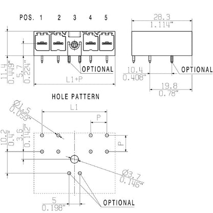 2499870000 - 7.62mm Male Header PCB Connector with Screw Flange  (Pack of 36)