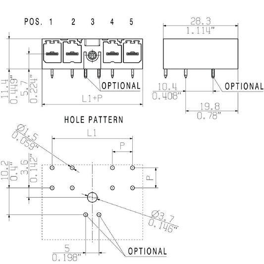 2499870000 - 7.62mm Male Header PCB Connector with Screw Flange  (Pack of 36)