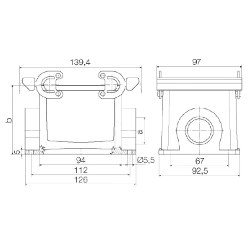 1666920000 - IP65 Base Housing for Size 10 with PG 29 Cable Entry
